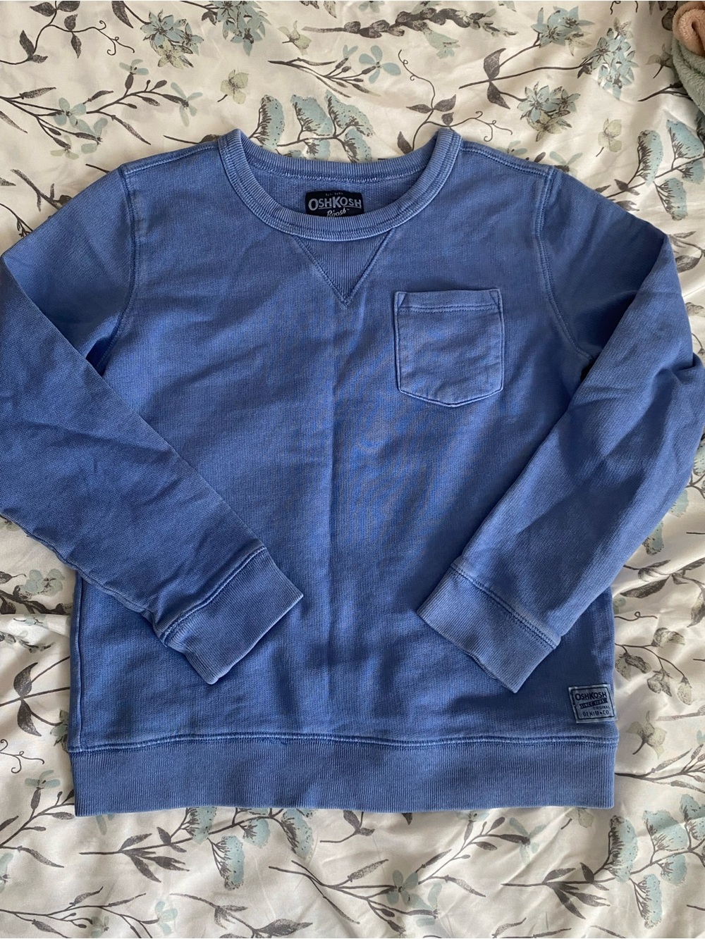 OshKosh Light Blue Crewneck Sweatshirt with Chest Pocket
